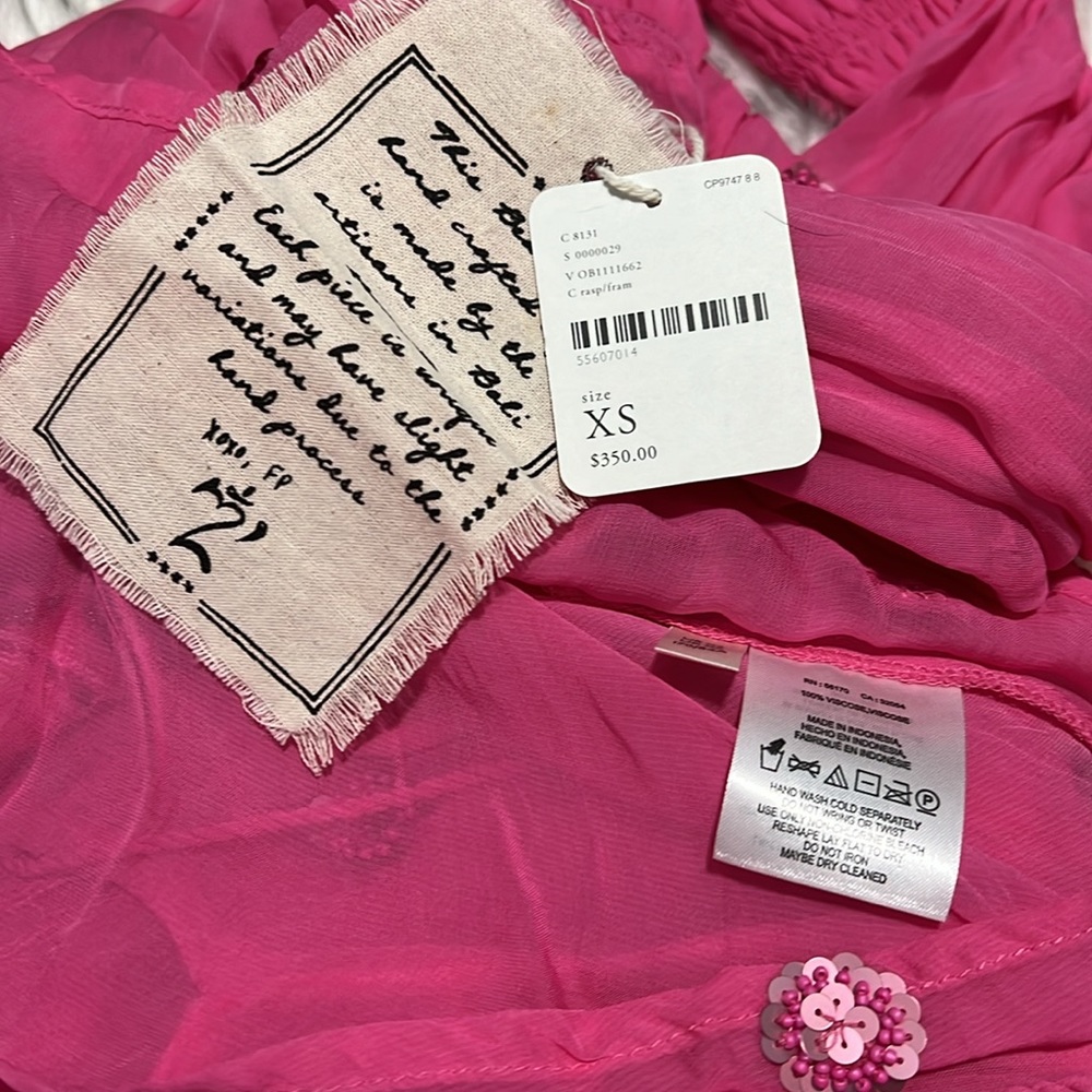 NWT Free People Party New Moon Beaded Chiffon Tunic Dress Pink, XS - Picture 15 of 16